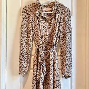 LOFT Long Sleeve Leopard Dress